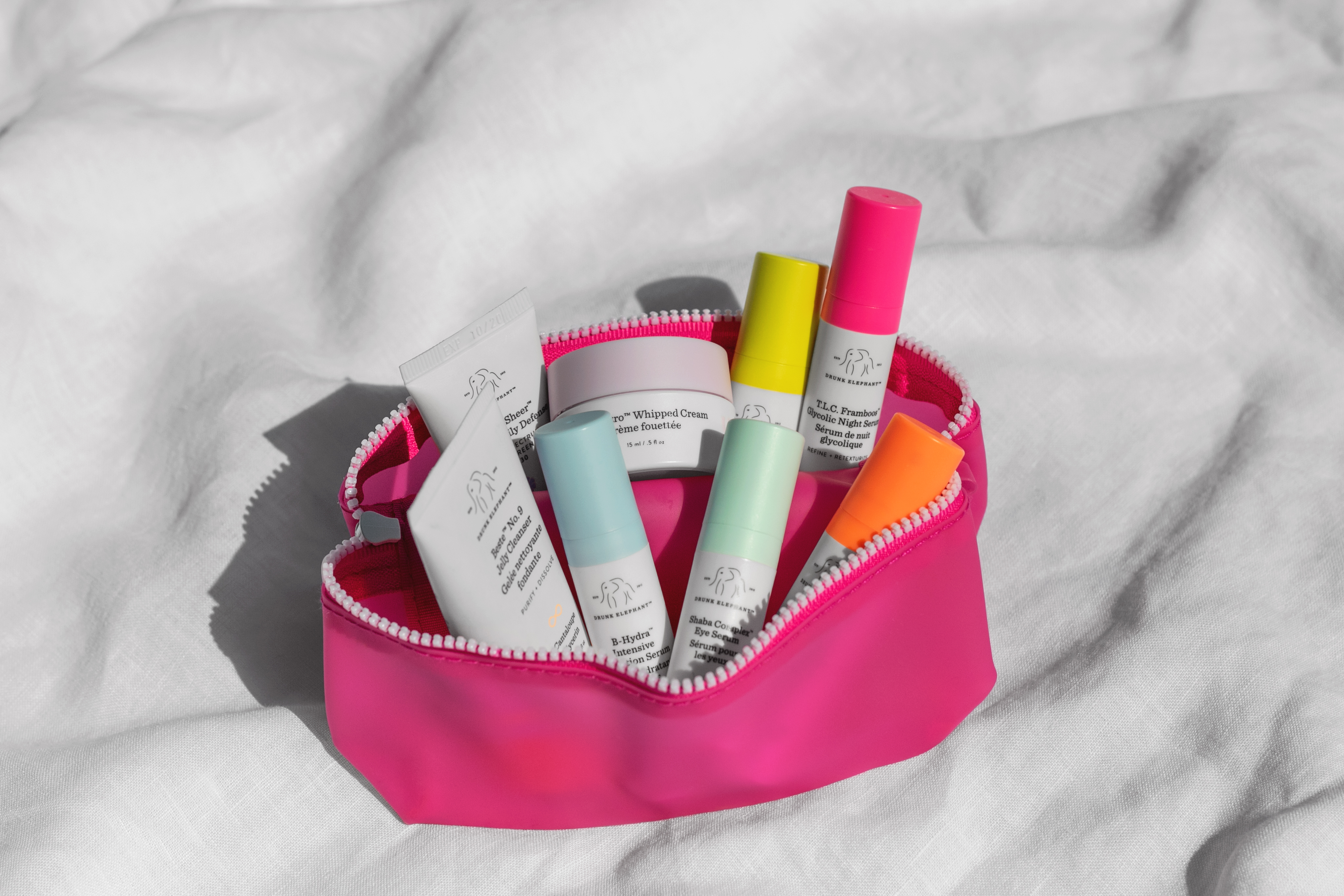 drunk elephant travel makeup bag Sibba Soft Pouch Pencil Case Aesthetic Cosmetic Pouch Bathroom Shower Fuzzy Plush Toiletry Organizer Make Up Organize Accessories Bag Y2k Purse Containers Women (Purple) : Beauty & Each biocompatible product is fragrance My Favorite Skincare Set: The